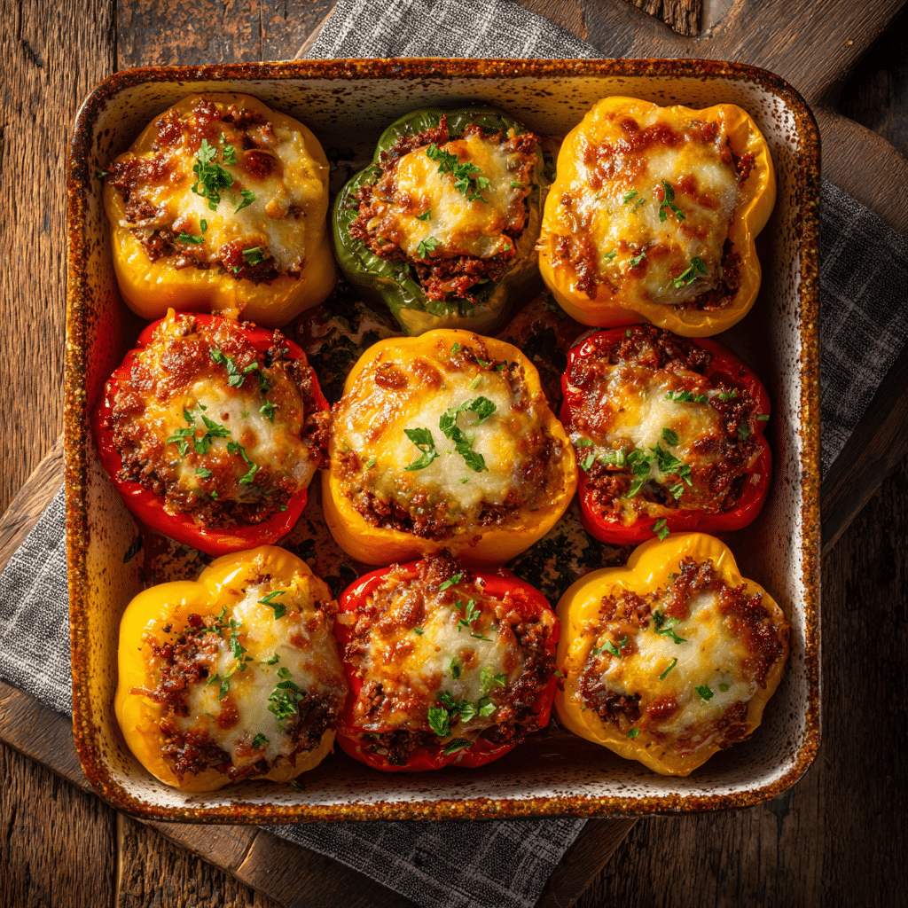 Beef & Cheese Stuffed Bell Peppers Recipe