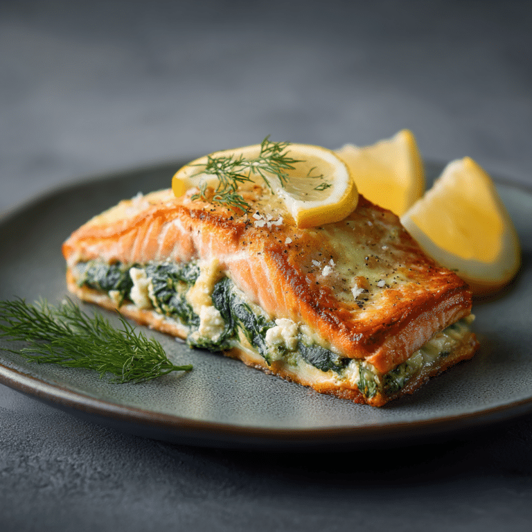 Baked Spinach & Feta Stuffed Salmon Recipe