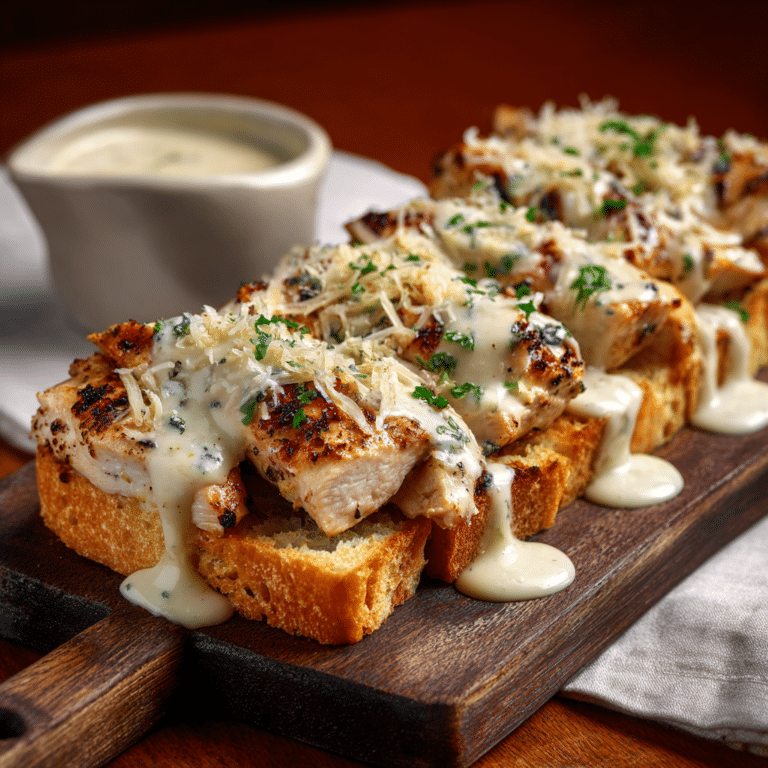 Spicy Chicken Alfredo Garlic Bread Recipe