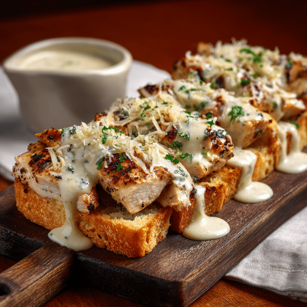 Spicy Chicken Alfredo Garlic Bread Recipe