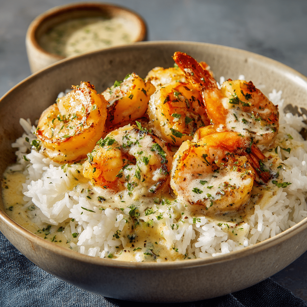 Creamy Garlic Butter Shrimp Rice Recipe