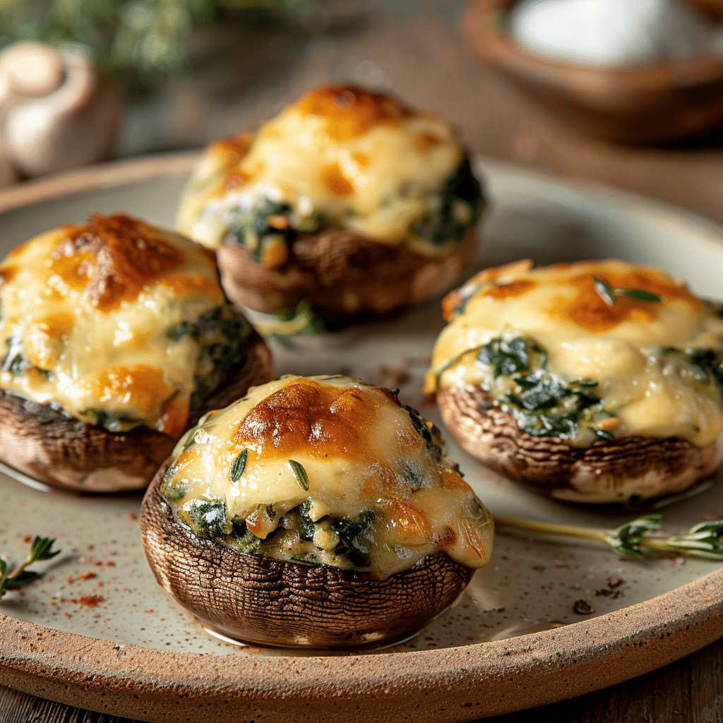 Cheesy Spinach Stuffed Mushrooms Recipe - Recipe Image