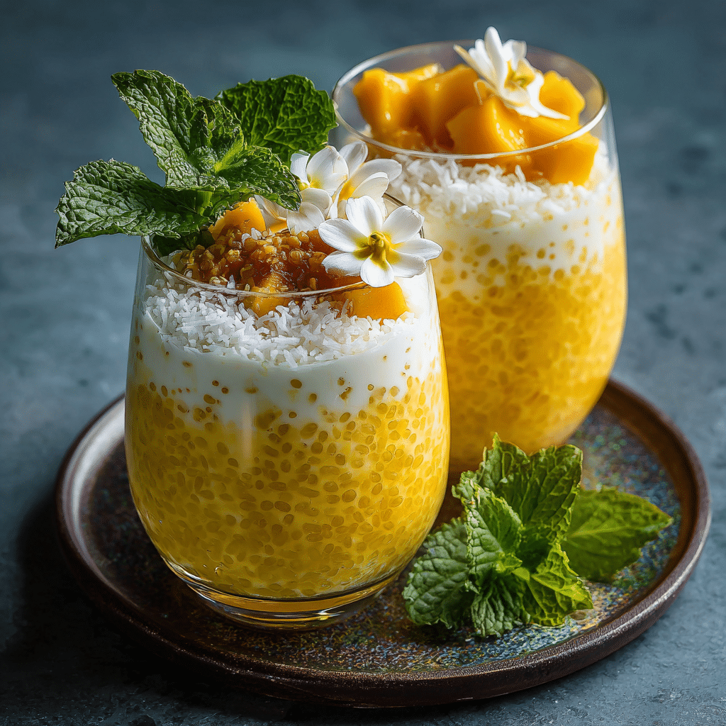 Coconut Mango Sago Dessert Recipe - Recipe Image