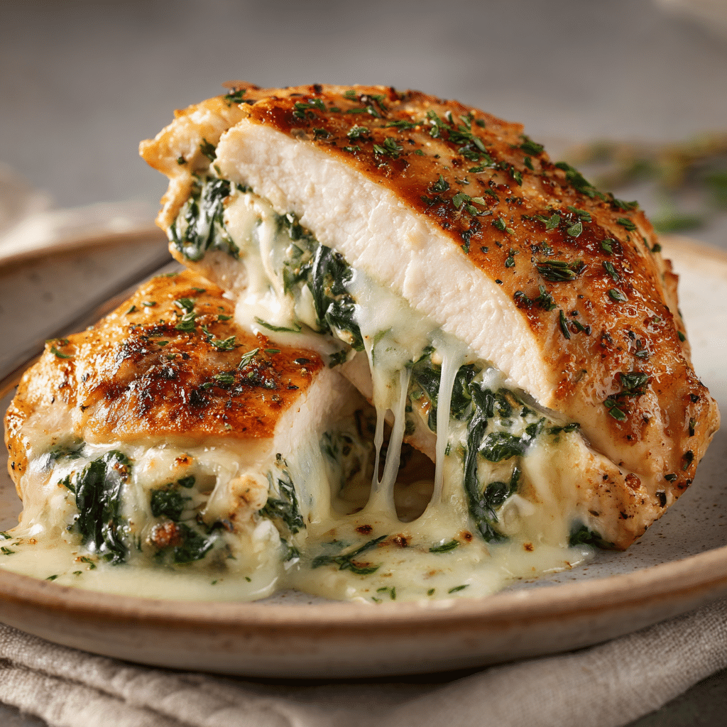 Cheesy Spinach Stuffed Chicken Recipe - Recipe Image