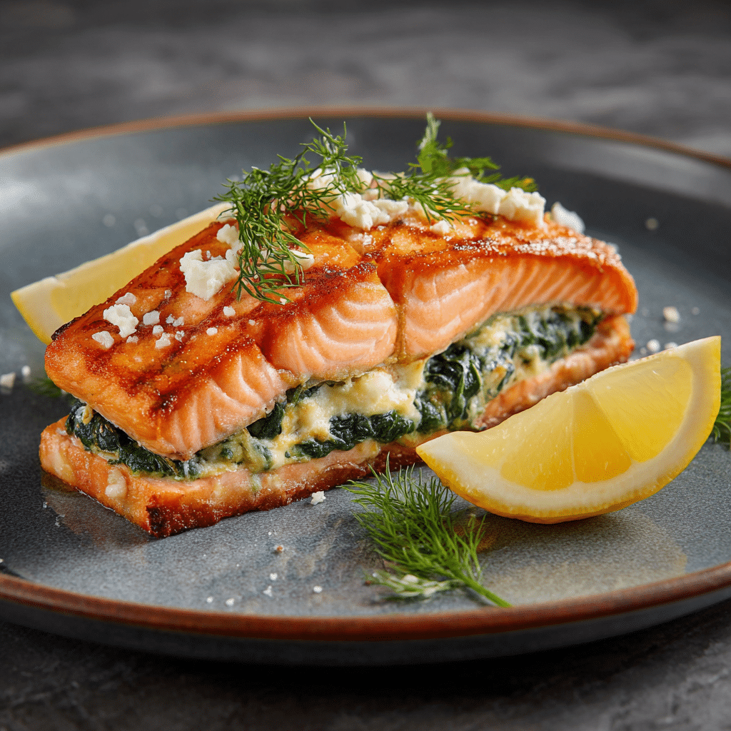 Baked Spinach & Feta Stuffed Salmon Recipe - Recipe Image