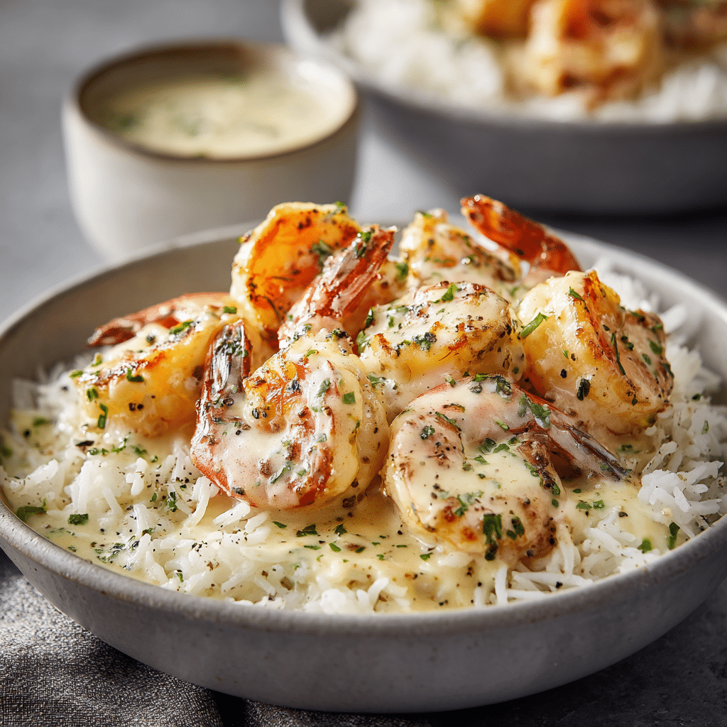 Creamy Garlic Butter Shrimp Rice Recipe - Recipe Image