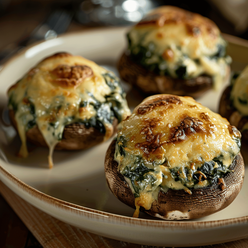 Cheesy Spinach Stuffed Mushrooms Recipe - Recipe Image