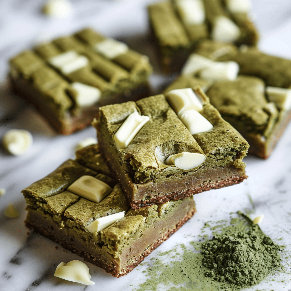 Matcha White Chocolate Blondies Recipe - Recipe Image