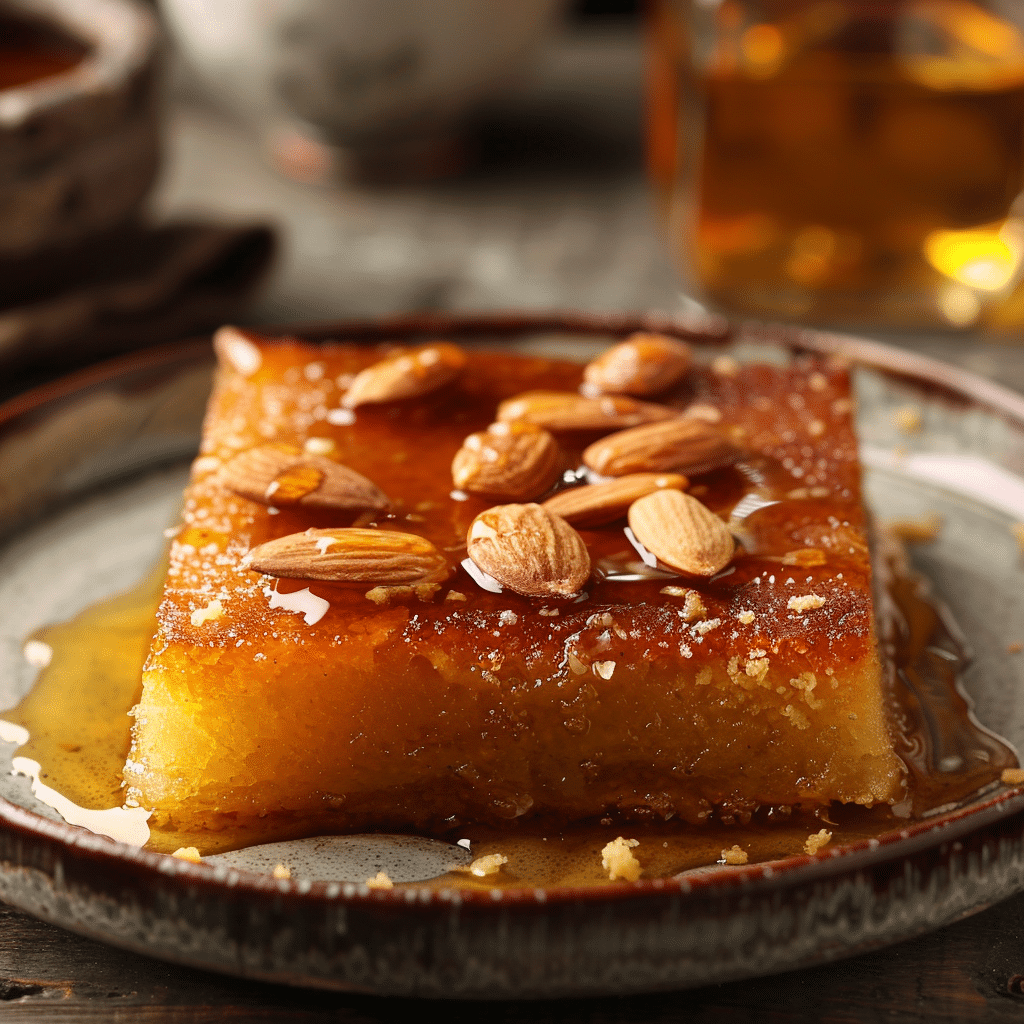 Honey Almond Semolina Cake Recipe - Recipe Image