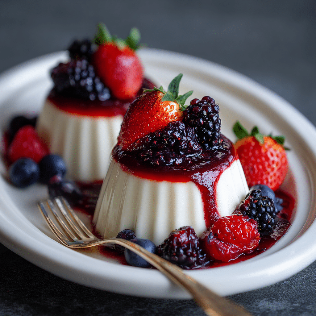 Vanilla Bean Panna Cotta with Berry Sauce Recipe - Recipe Image