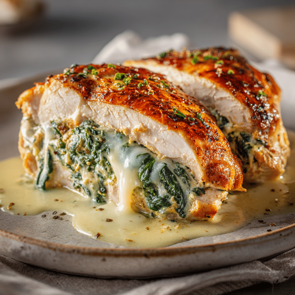 Cheesy Spinach Stuffed Chicken Recipe - Recipe Image