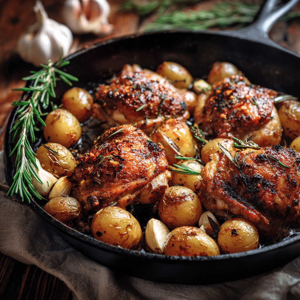 Garlic Herb Roasted Potatoes & Chicken Recipe - Recipe Image