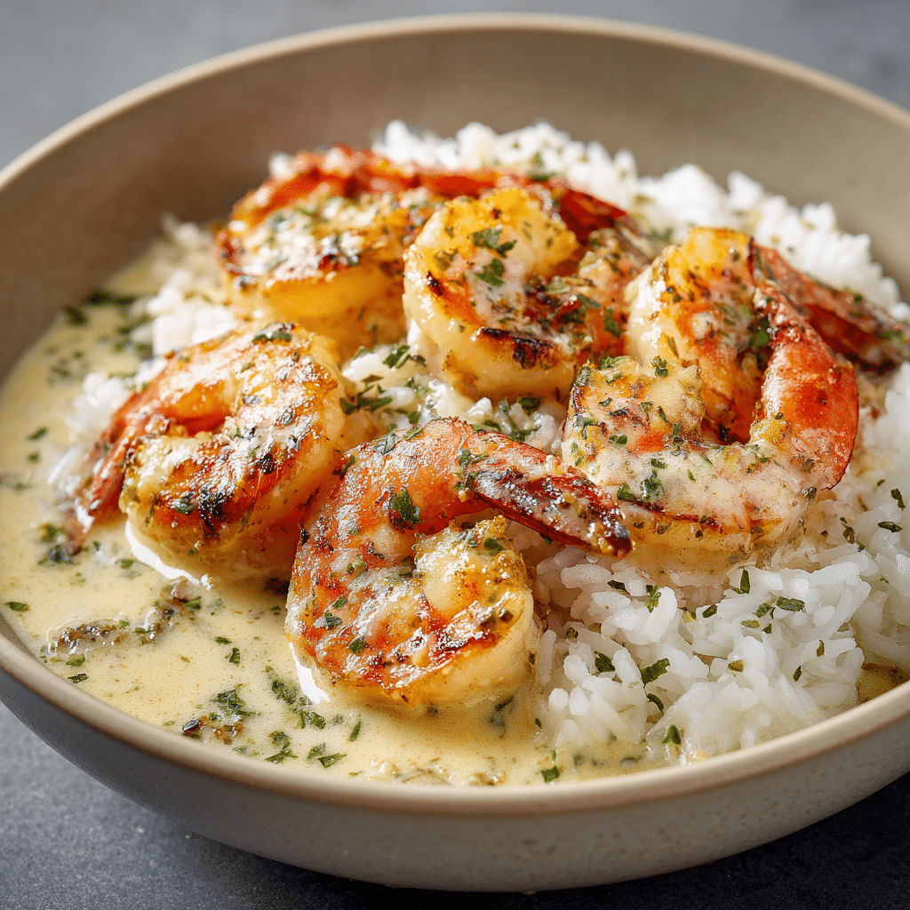 Creamy Garlic Butter Shrimp Rice Recipe - Recipe Image