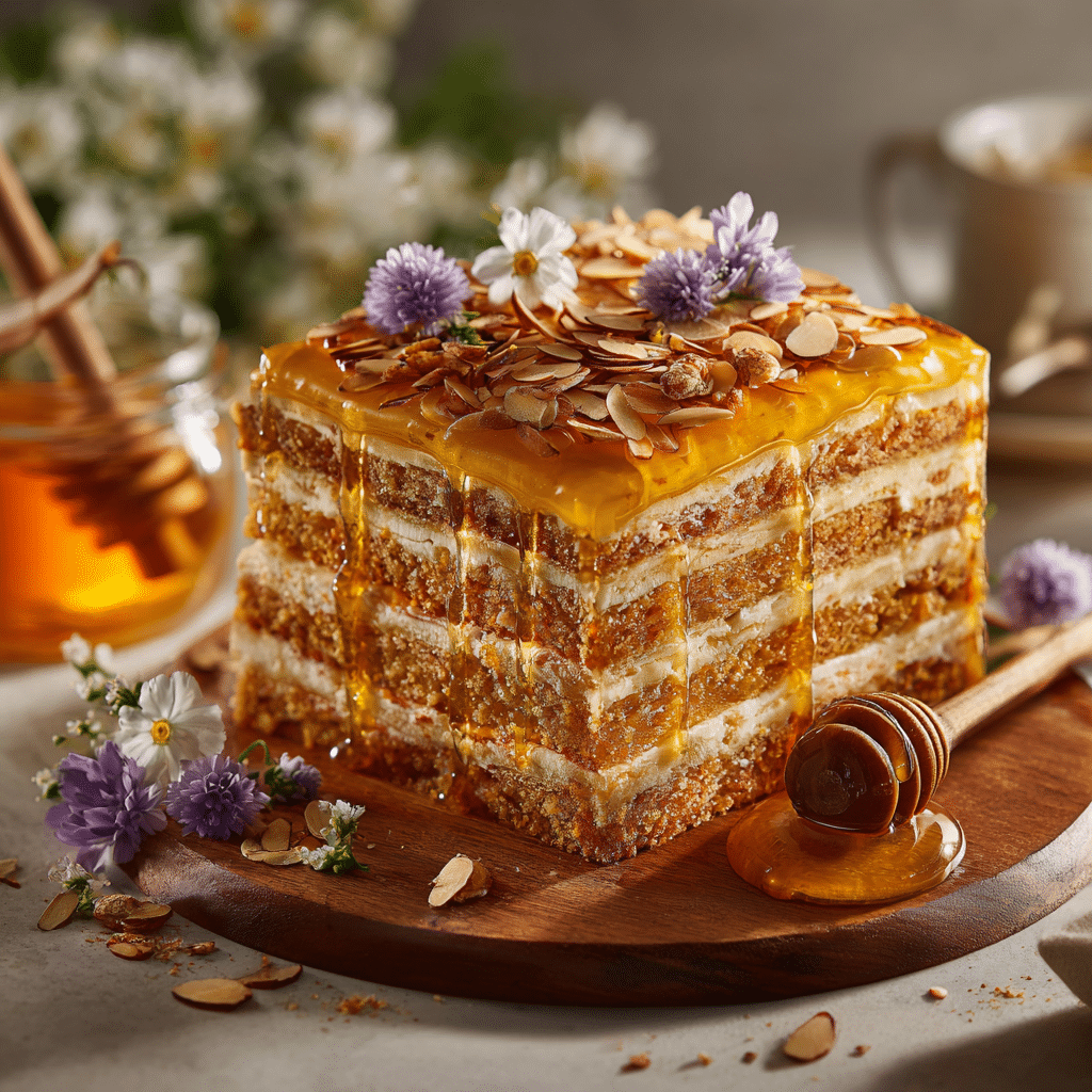 Honey Almond Celebration Cake Recipe - Recipe Image