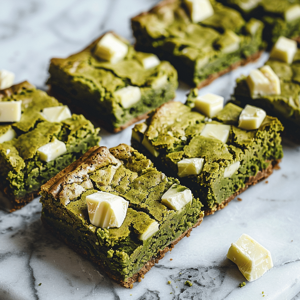 Matcha White Chocolate Blondies Recipe - Recipe Image
