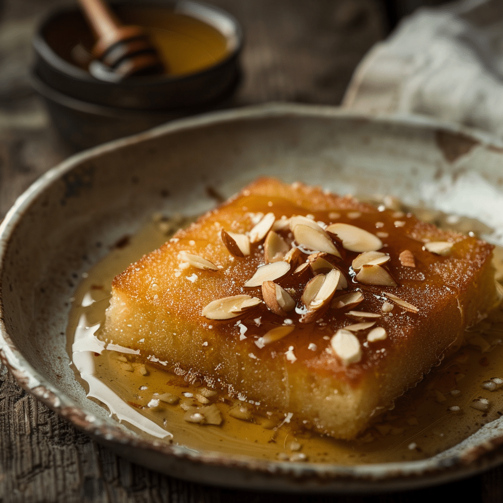 Honey Almond Semolina Cake Recipe - Recipe Image