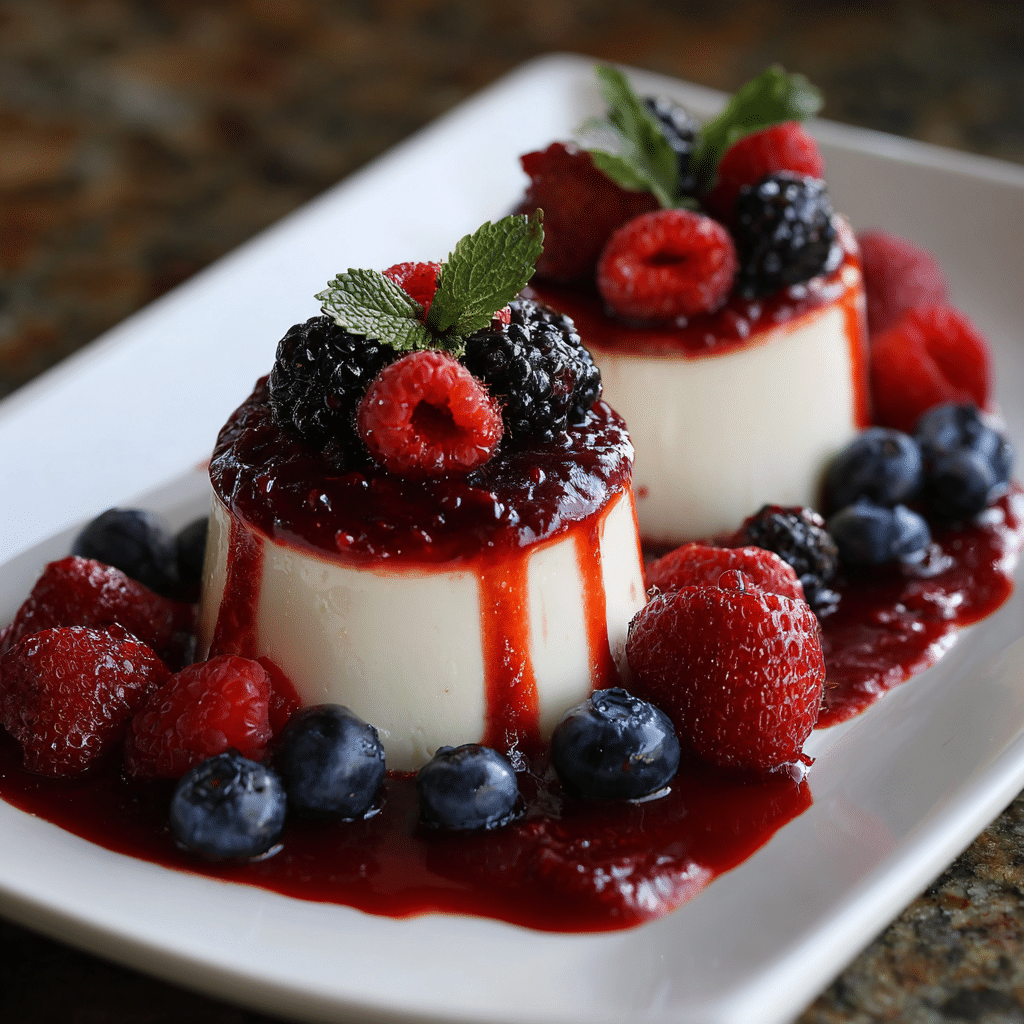 Vanilla Bean Panna Cotta with Berry Sauce Recipe - Recipe Image
