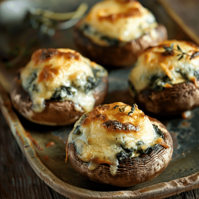 Cheesy Spinach Stuffed Mushrooms Recipe