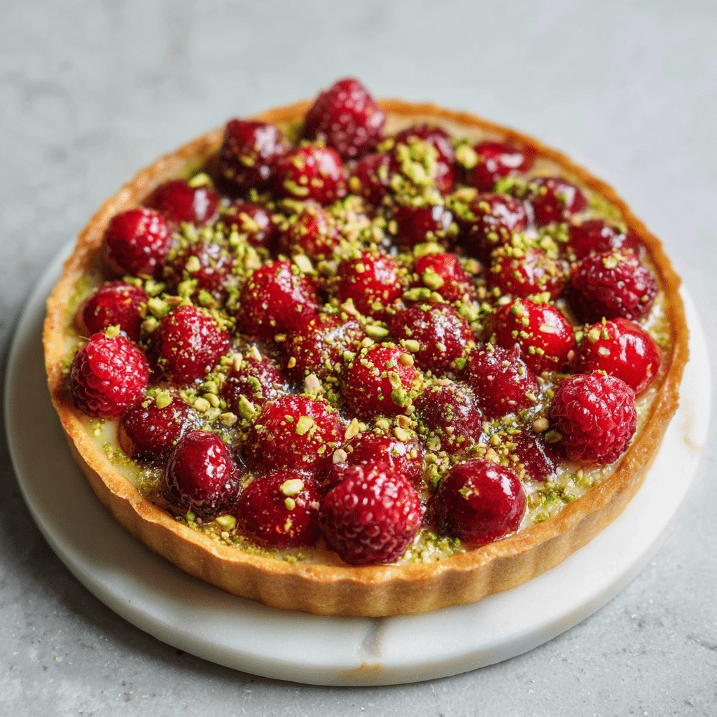 Tarte aux Framboises et Pistaches 🍰💚 Recipe - Recipe Image
