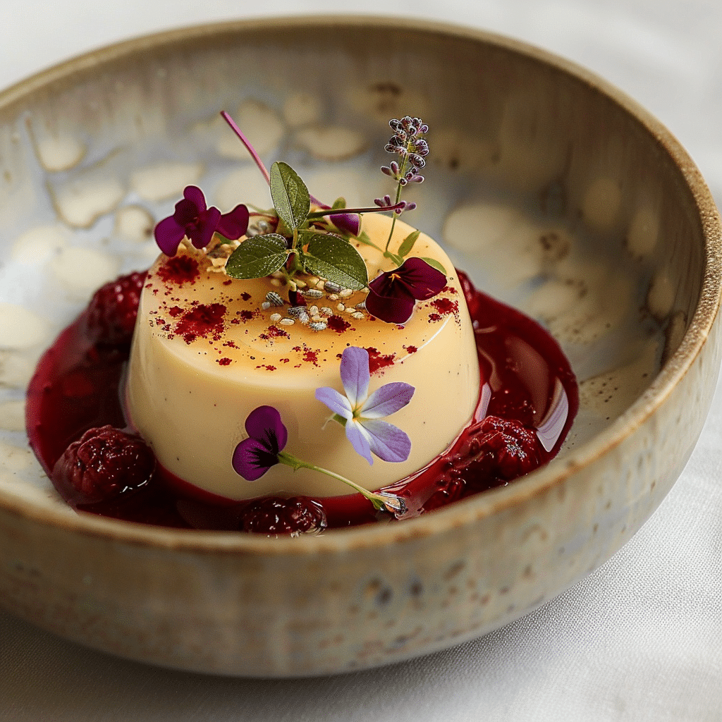 Honey Lavender Oat Custard with Berry Reduction Recipe - Recipe Image