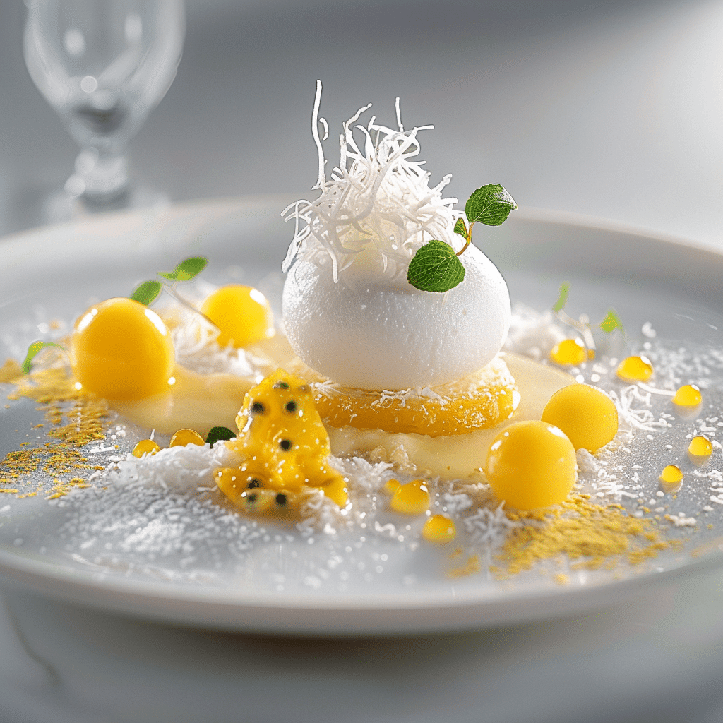 Citrus Coconut Rice Foam with Passion Fruit Gel Recipe - Recipe Image