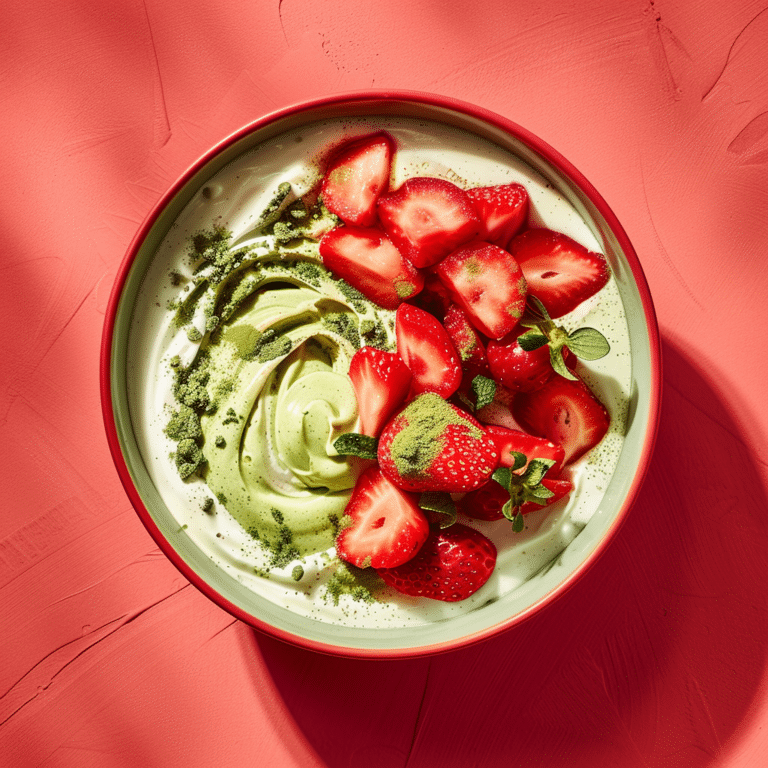 Matcha Strawberry Cream Oat Bowl Recipe