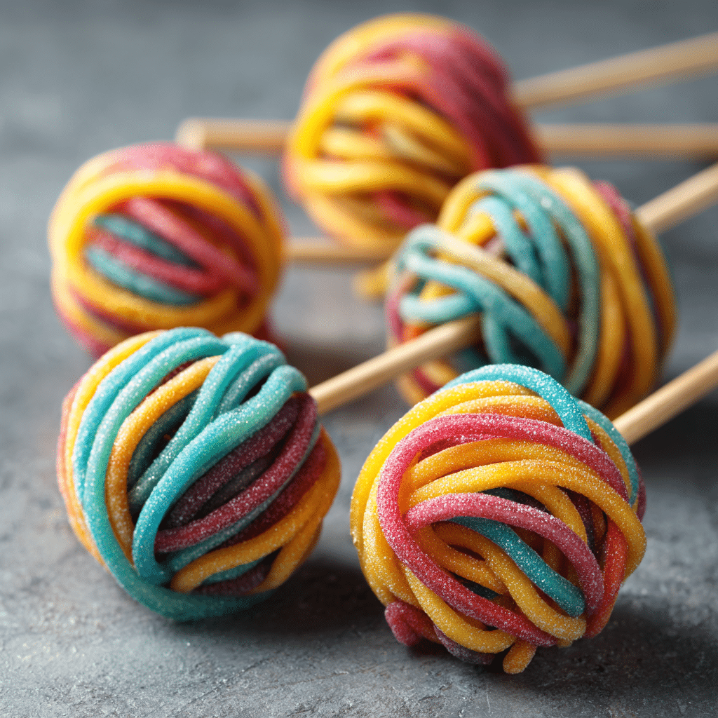 Rainbow Spaghetti Pops (Sweet) Recipe - Recipe Image