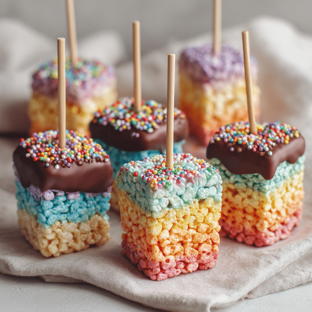 Rainbow Rice Krispy Pops Recipe