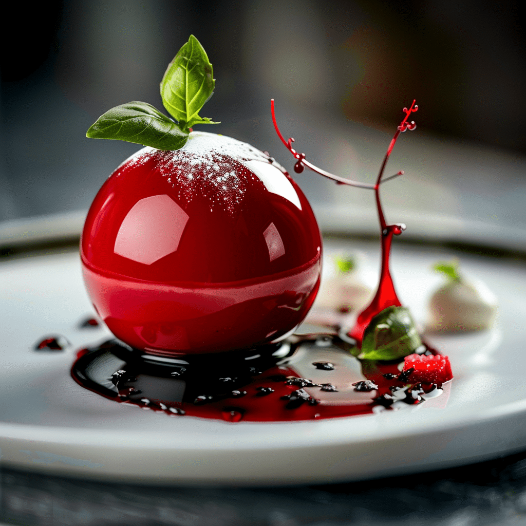 Strawberry Balsamic Sphere with Basil Microgreens Recipe