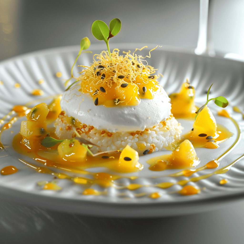 Citrus Coconut Rice Foam with Passion Fruit Gel Recipe - Recipe Image