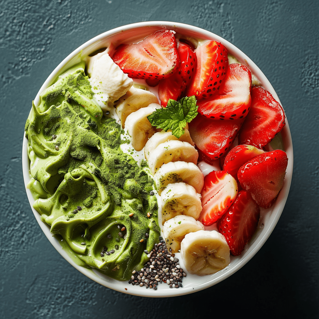 Matcha Strawberry Cream Oat Bowl Recipe - Recipe Image