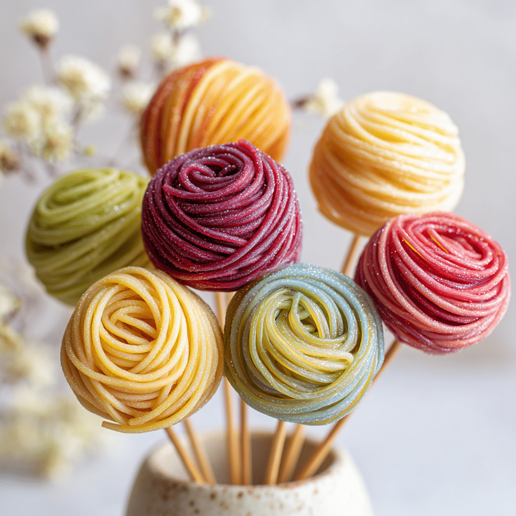 Rainbow Spaghetti Pops (Sweet) Recipe - Recipe Image