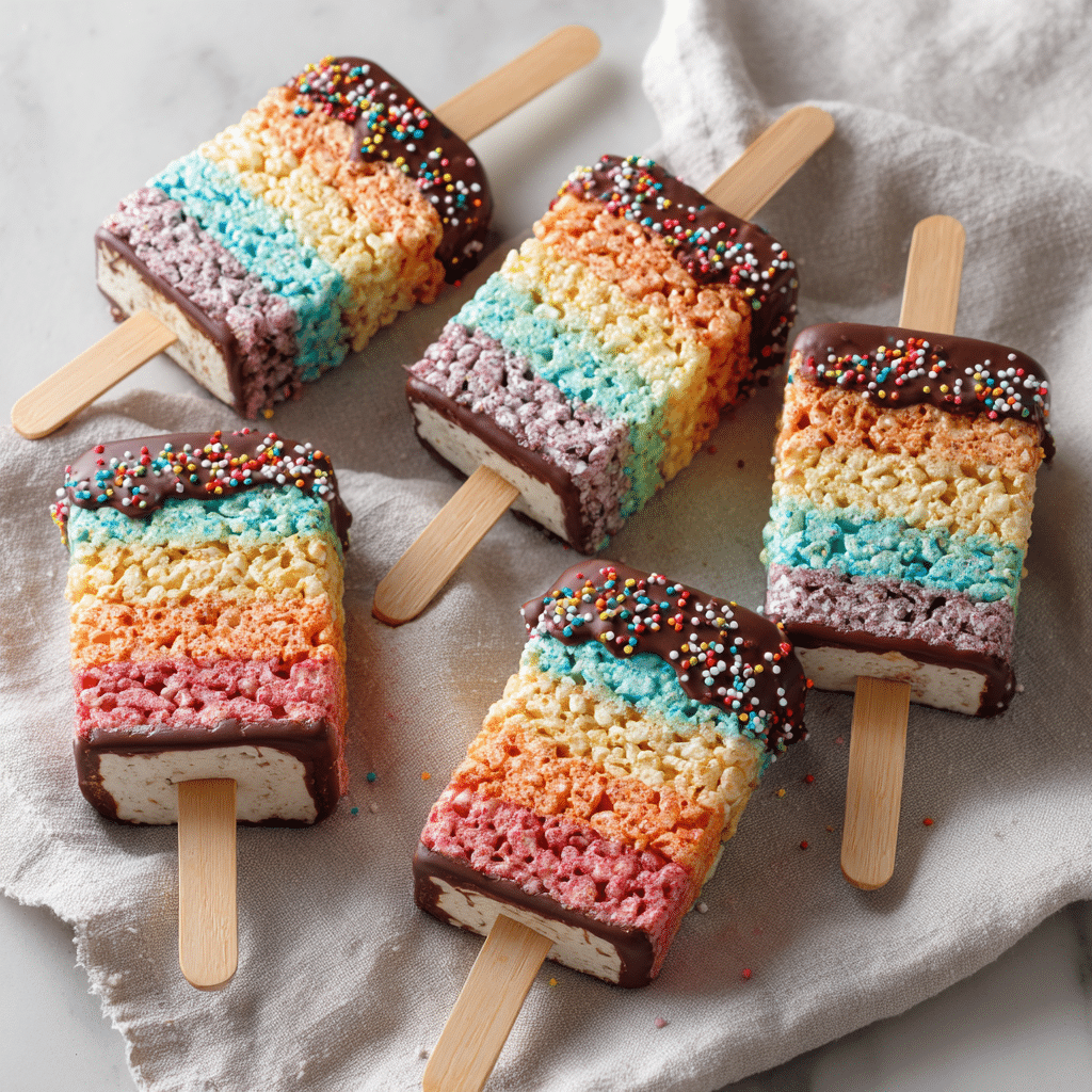 Rainbow Rice Krispy Pops Recipe - Recipe Image