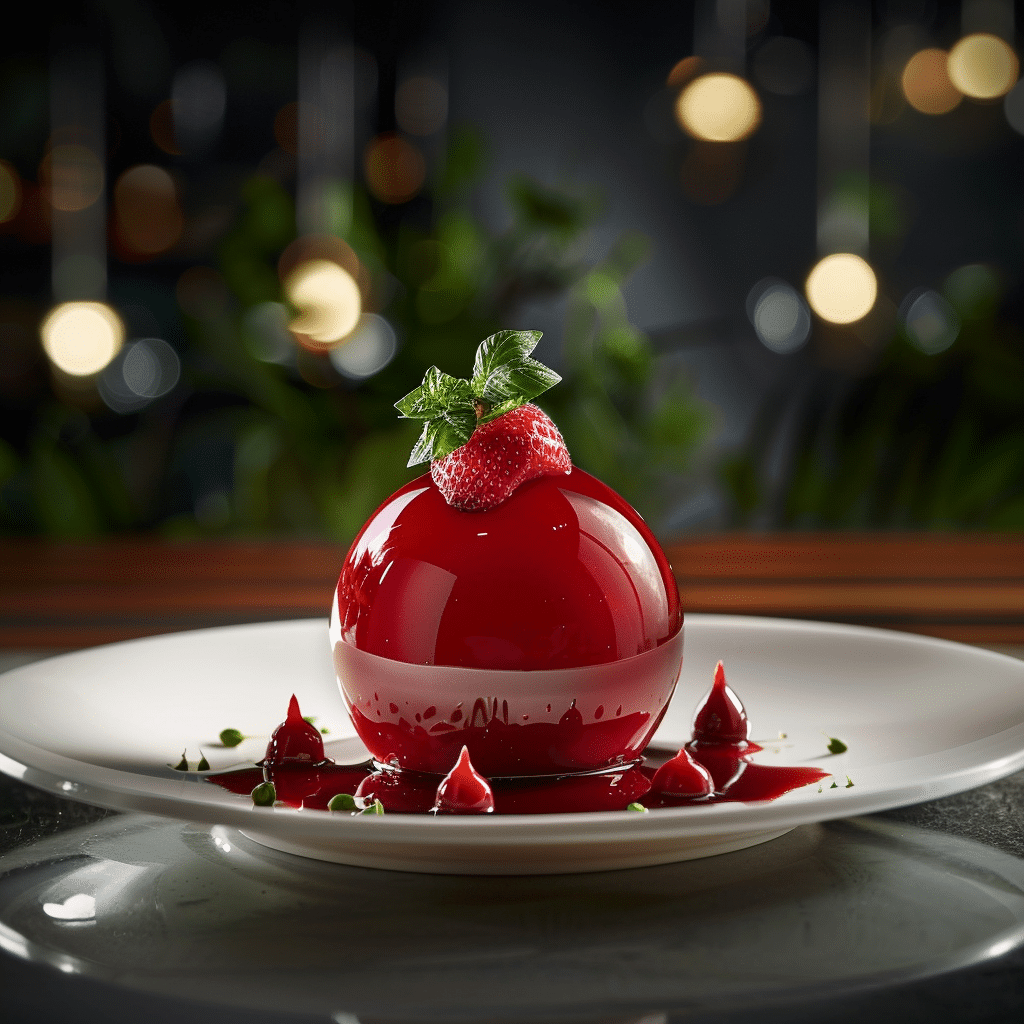 Strawberry Balsamic Sphere with Basil Microgreens Recipe - Recipe Image