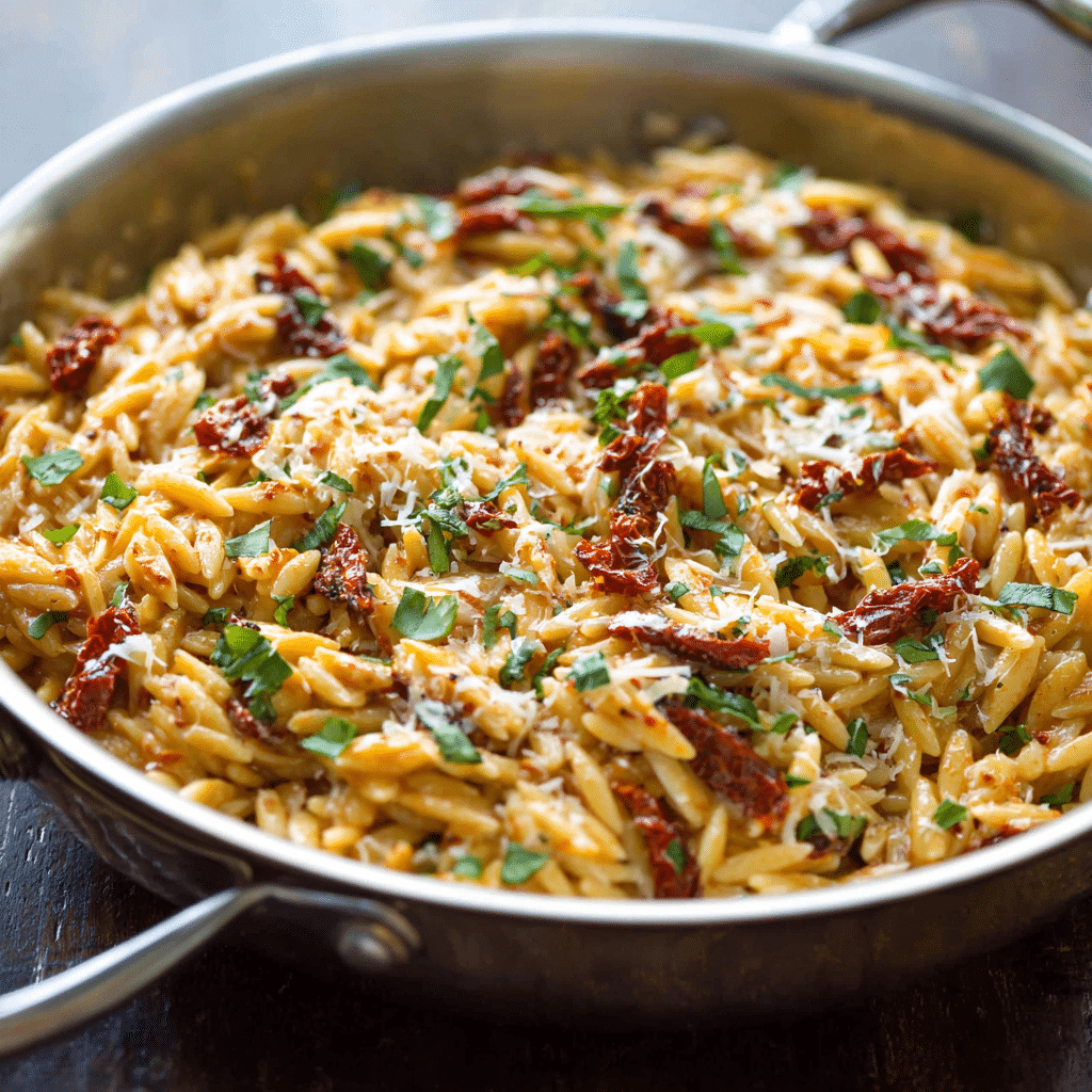Creamy Sun-Dried Tomato Orzo Recipe - Recipe Image