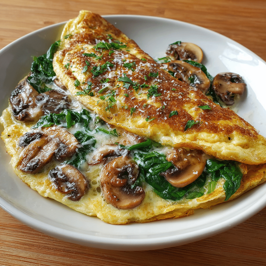 Spinach Mushroom Omelette Recipe - Recipe Image