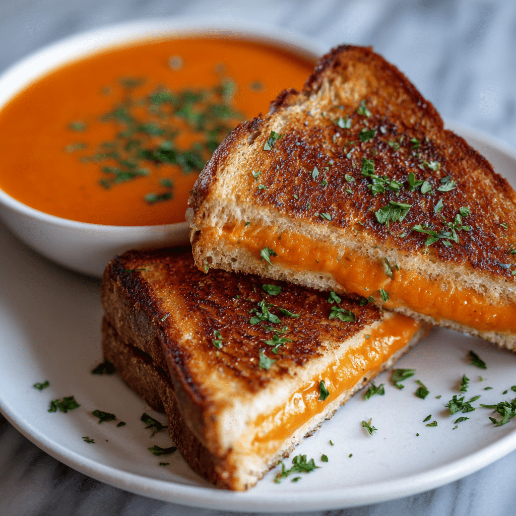 Creamy Tomato Soup & Grilled Cheese Recipe - Recipe Image