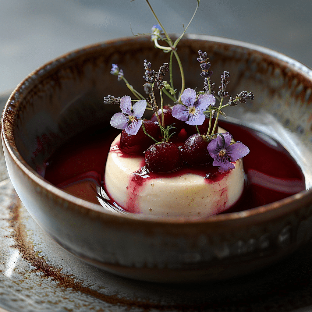 Honey Lavender Oat Custard with Berry Reduction Recipe - Recipe Image