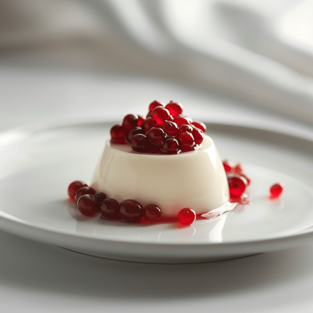 Vanilla Rice Panna Cotta with Berry Caviar Recipe - Recipe Image