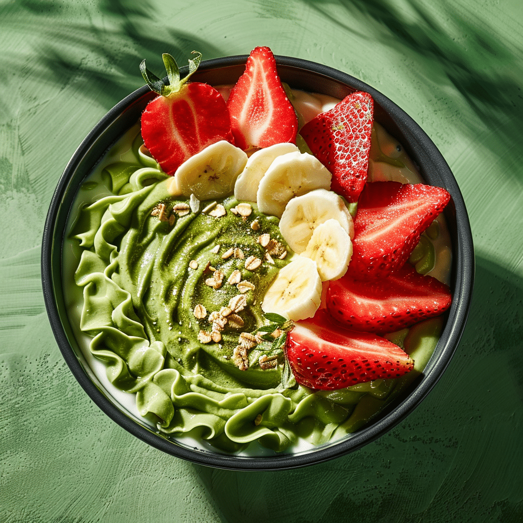 Matcha Strawberry Cream Oat Bowl Recipe - Recipe Image