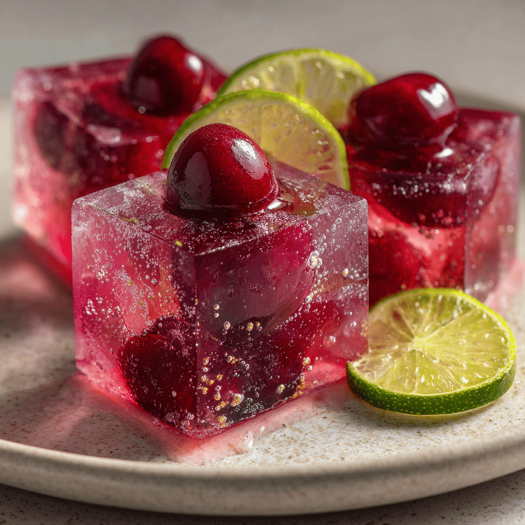 Cherry Lime Ice Cubes Dessert Recipe - Recipe Image