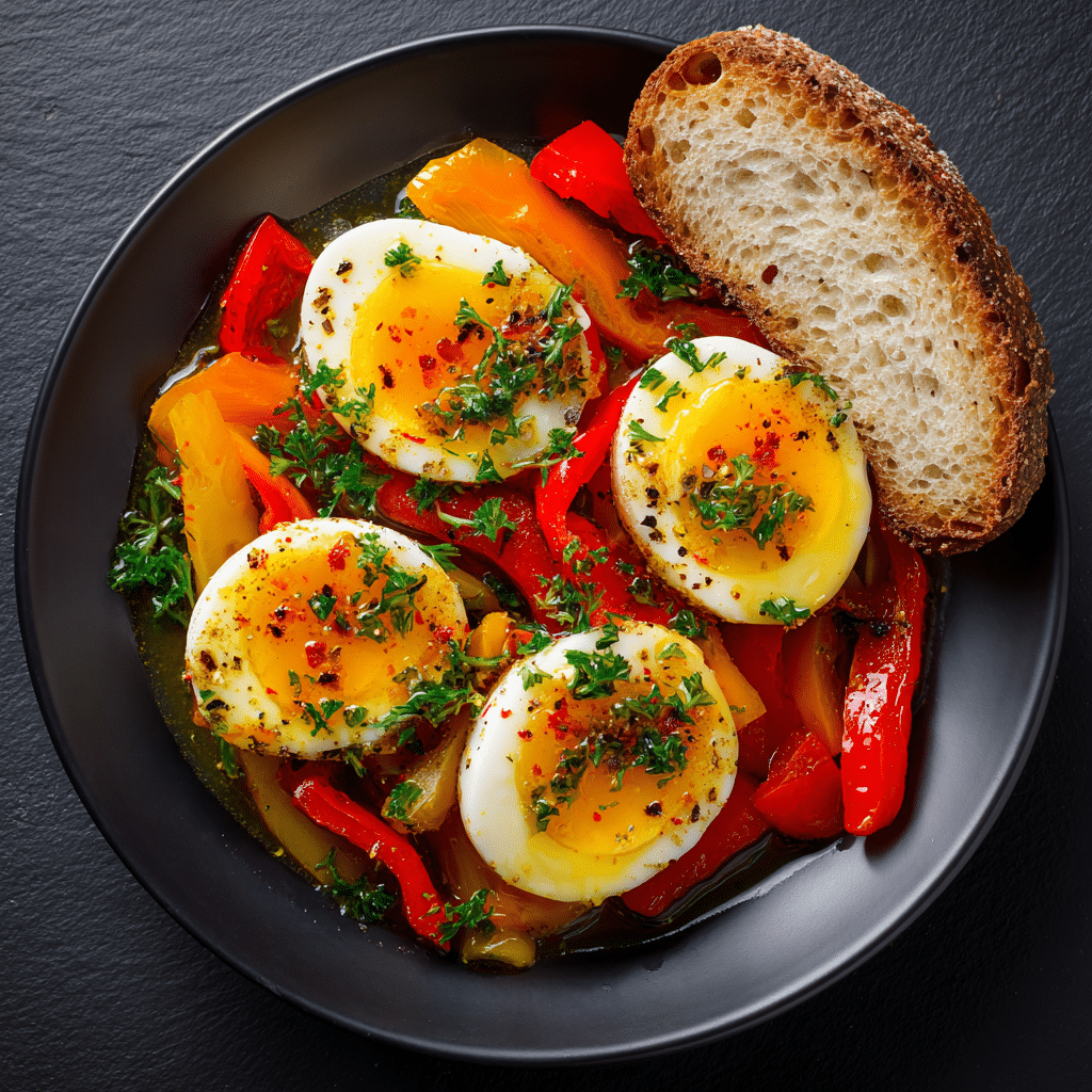 Boiled Eggs with Vegetables Recipe - Recipe Image