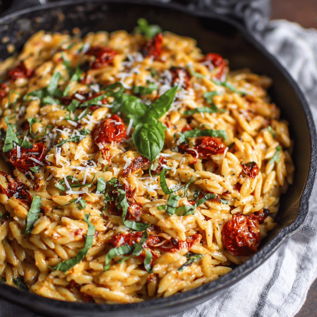 Creamy Sun-Dried Tomato Orzo Recipe - Recipe Image