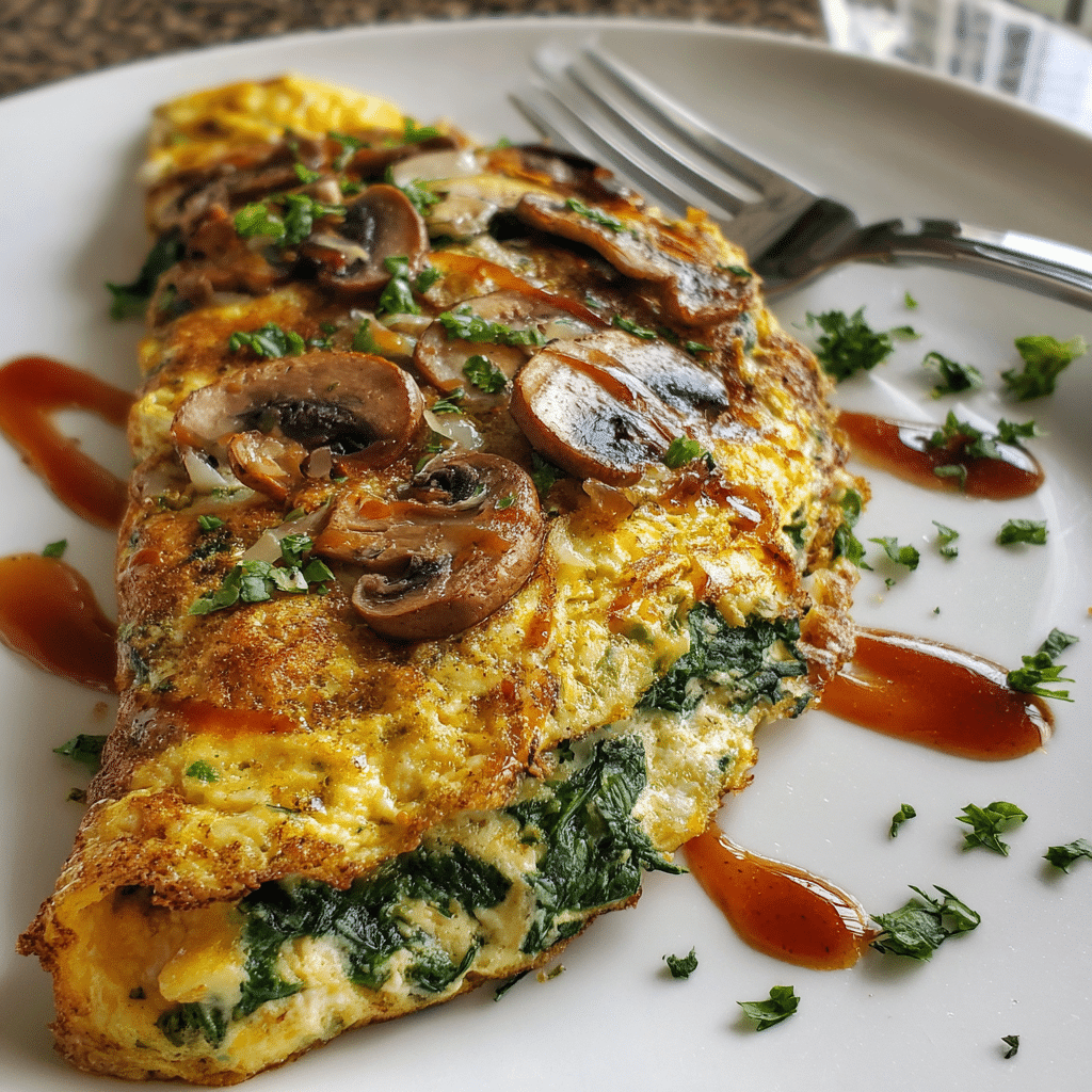 Spinach Mushroom Omelette Recipe - Recipe Image