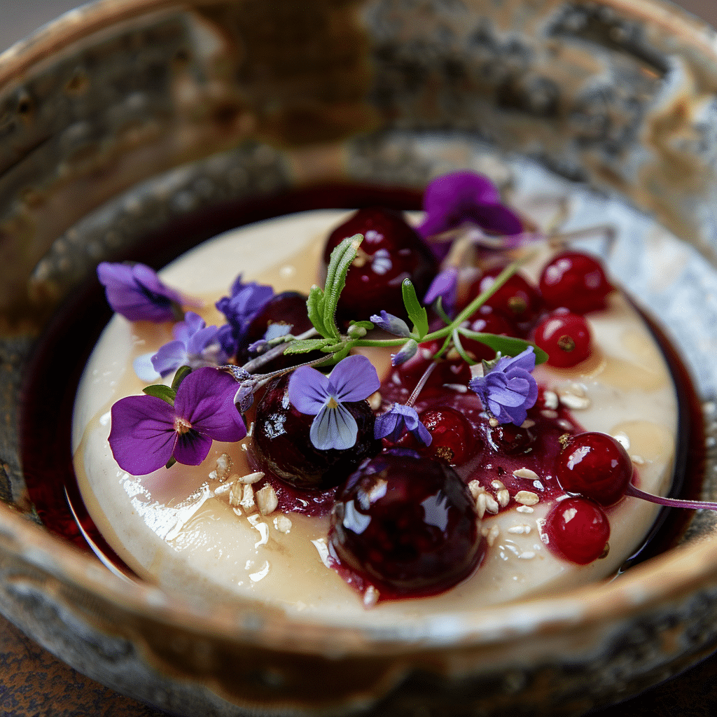 Honey Lavender Oat Custard with Berry Reduction Recipe