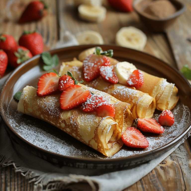 Banana Strawberry Crepe Rolls Recipe