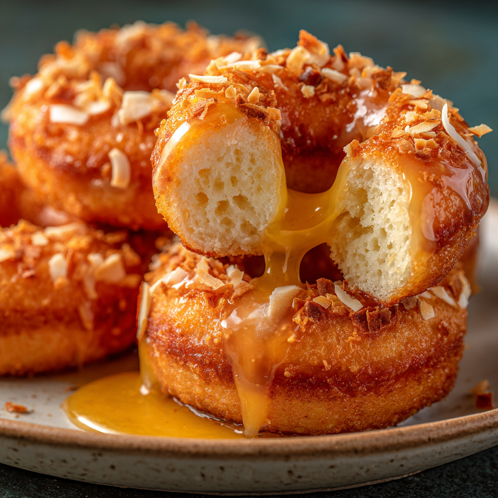 Mango Coconut Mochi Donuts Recipe - Recipe Image