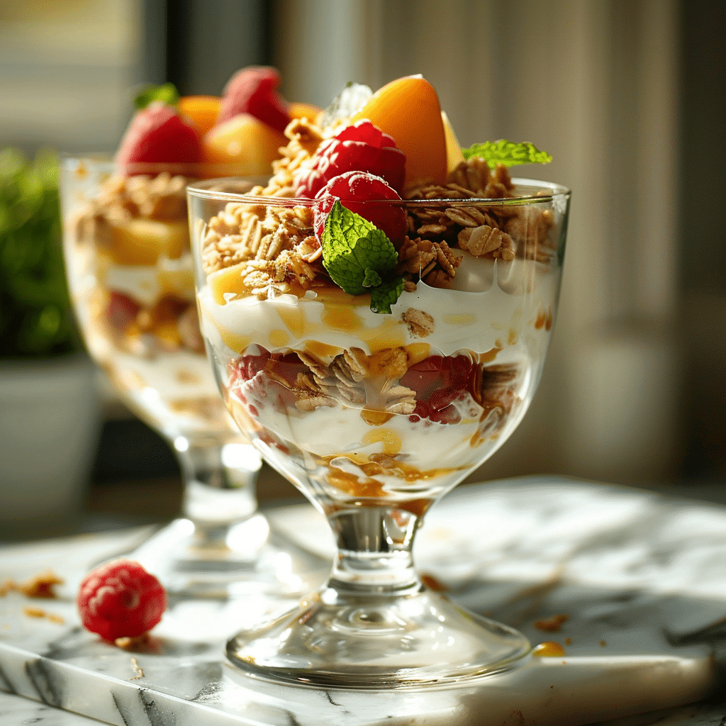 Peach Raspberry Yogurt Parfait Recipe - Recipe Image