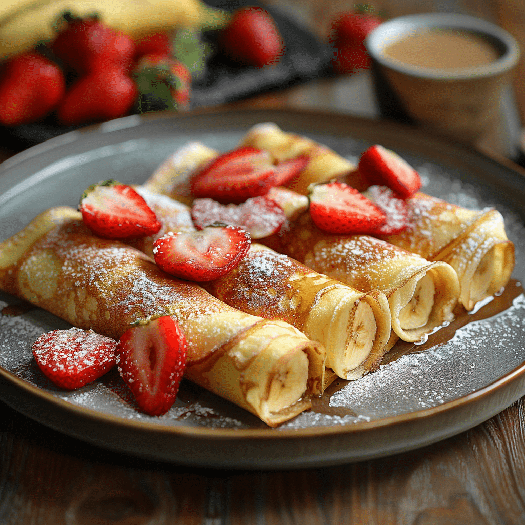 Banana Strawberry Crepe Rolls Recipe - Recipe Image