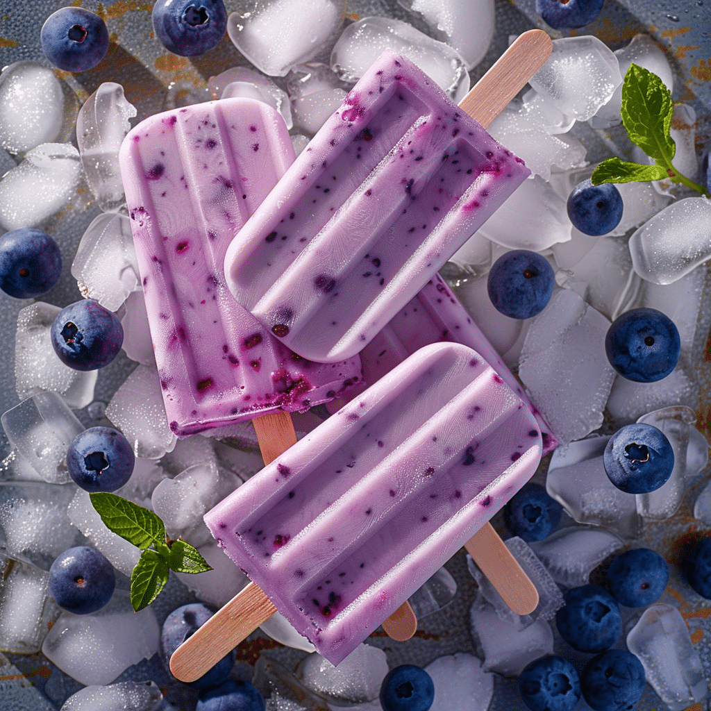 Blueberry Yogurt Popsicles Recipe - Recipe Image